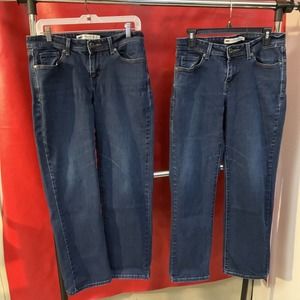 2 Pair Levis 529 Curvy Straight Jeans Womens Size 10 Dark Wash Blue Denim